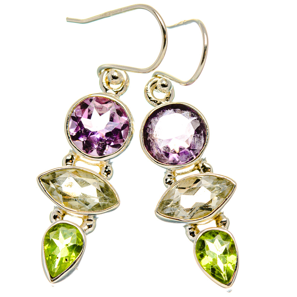 Green Amethyst, Amethyst, Peridot Earrings 1 1/2" (925 Sterling Silver) EARR431732