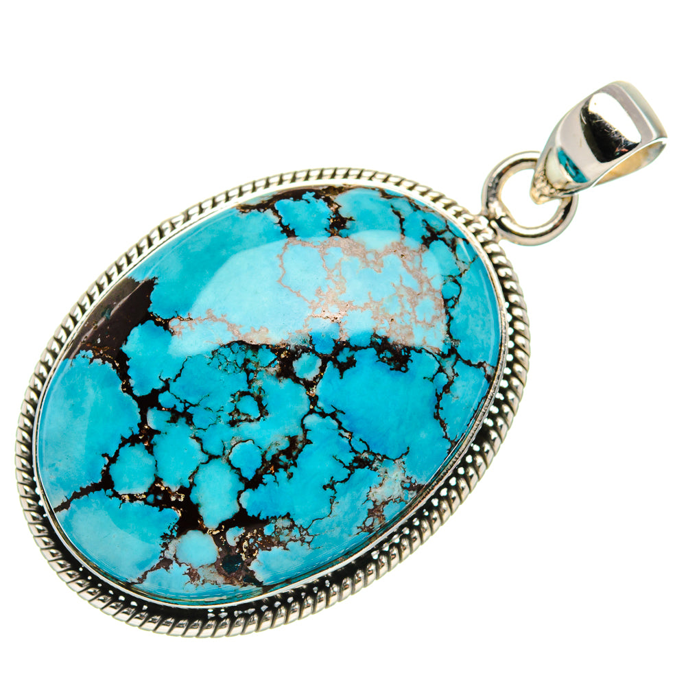 Tibetan Turquoise Pendant 1 3/4" (925 Sterling Silver) PD36972