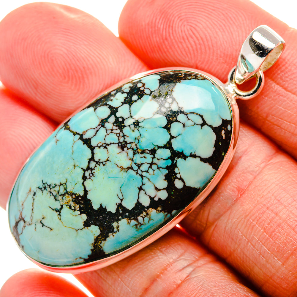 Tibetan Turquoise Pendant 2" (925 Sterling Silver) PD36965