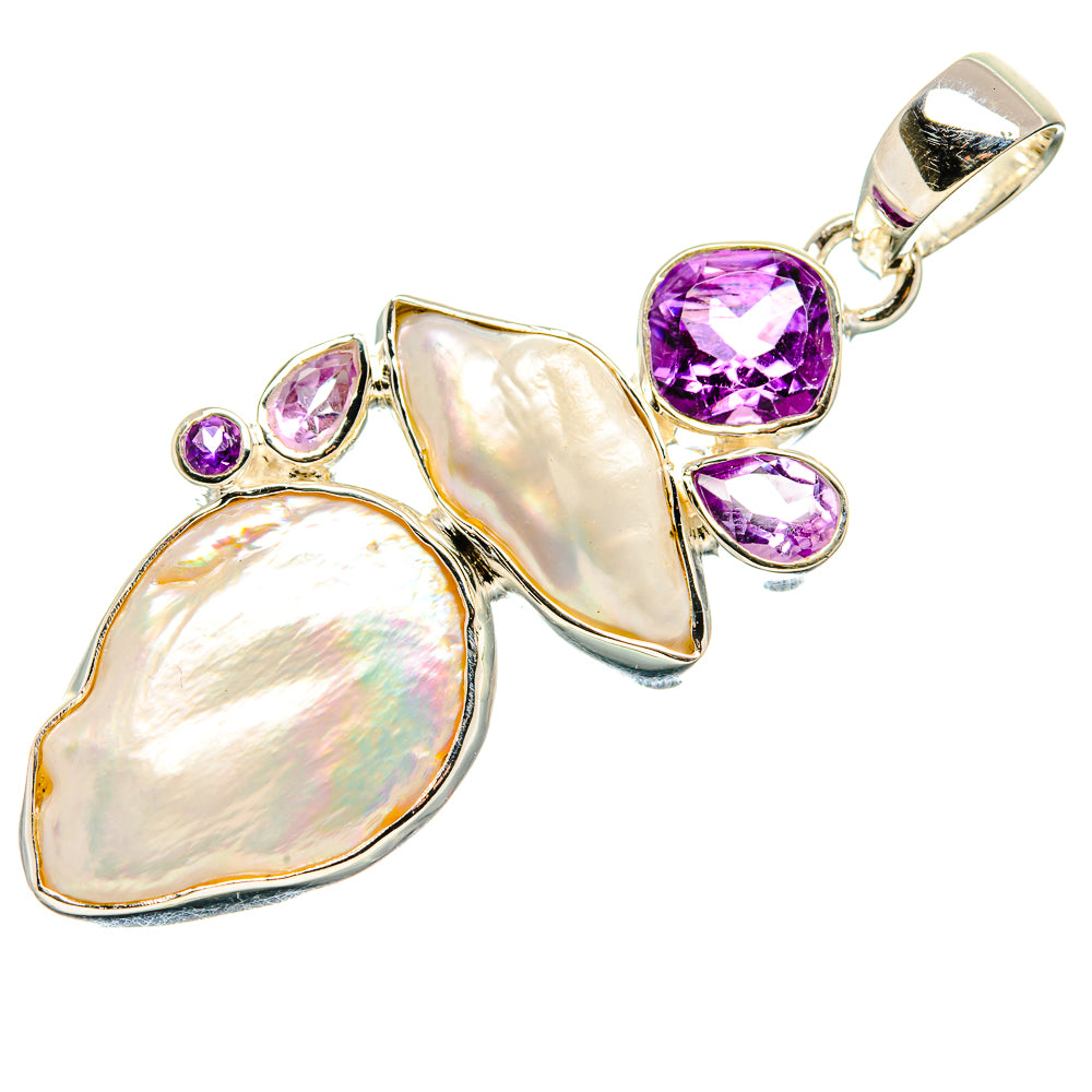 Mother Of Pearl, Amethyst Pendant 2 1/2" (925 Sterling Silver) PD36309