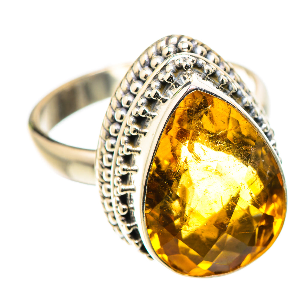 Anasilvercos Faceted Citrine Ring Size 7.5 (925 Sterling Silver)