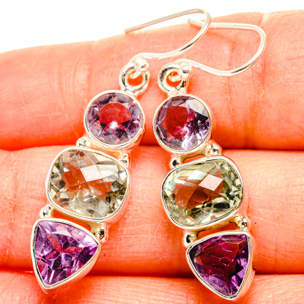 White Quartz, Amethyst Earrings 1 3/4" (925 Sterling Silver) EARR431603