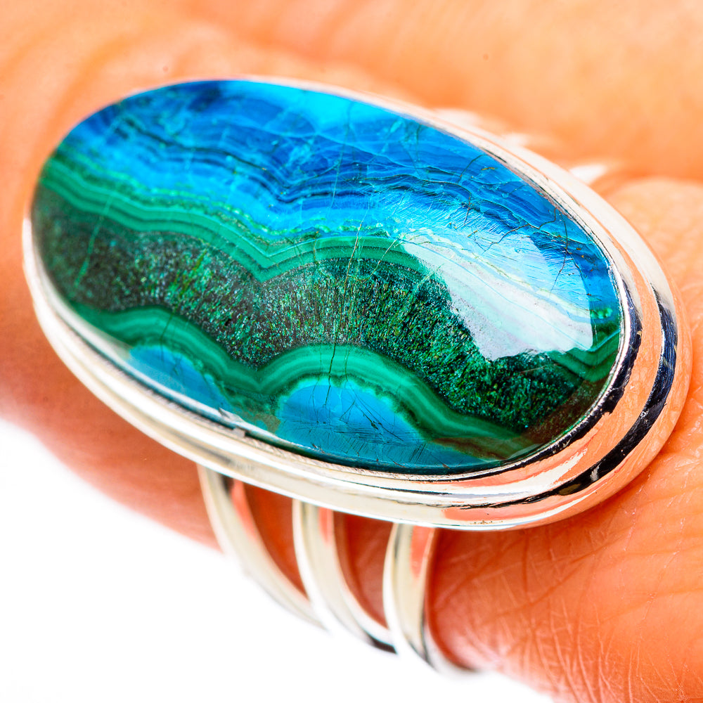 Large Malachite In Chrysocolla Ring Size 8.75 (925 Sterling Silver) RING136204