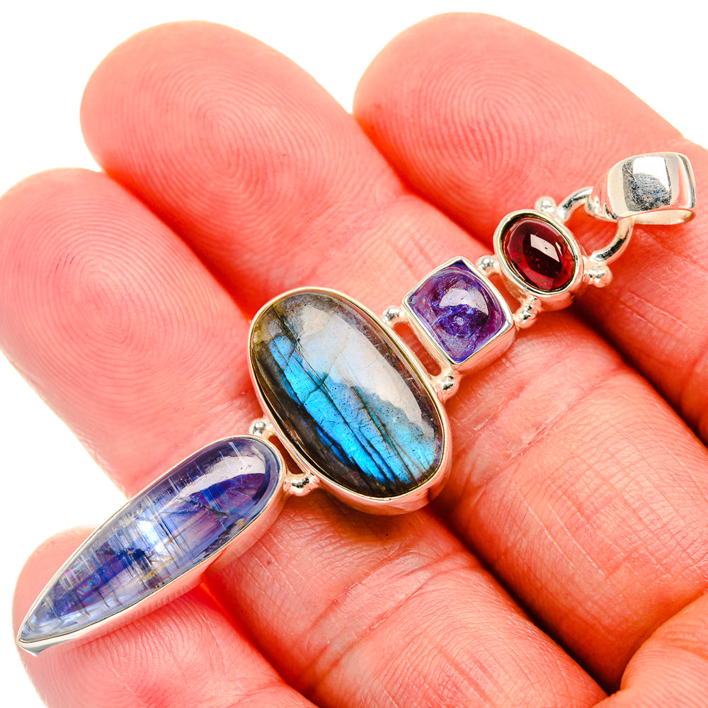Labradorite, Kyanite, Tanzanite, Garnet Pendant 2 1/2" (925 Sterling Silver) PD37434