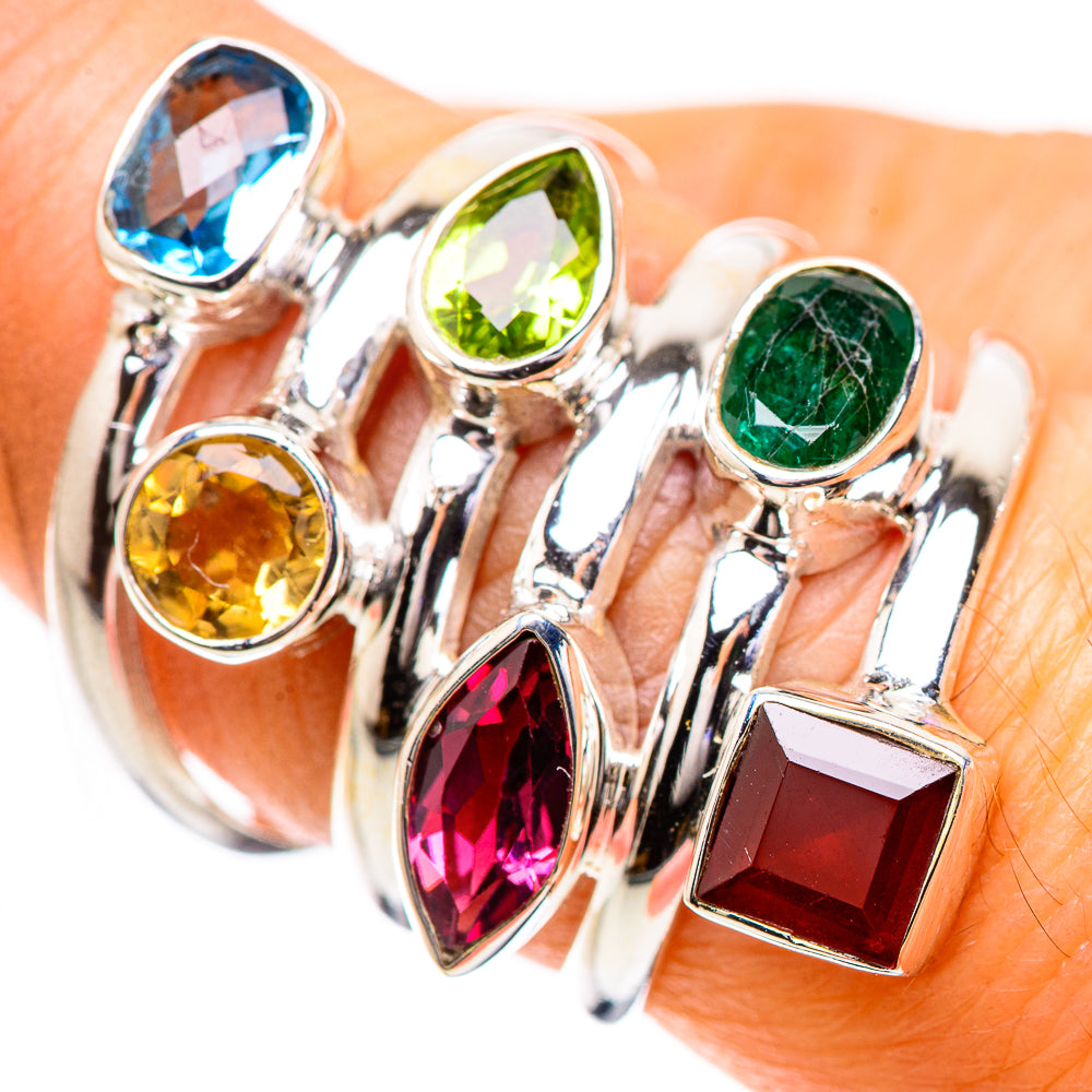 Garnet, Citrine, Peridot, Blue Topaz, Emerald Ring Size 7.25 (925 Sterling Silver) RING135203