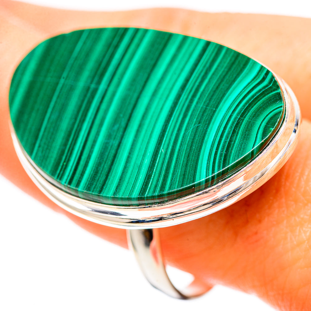 Huge Malachite Ring Size 11 (925 Sterling Silver) RING137123