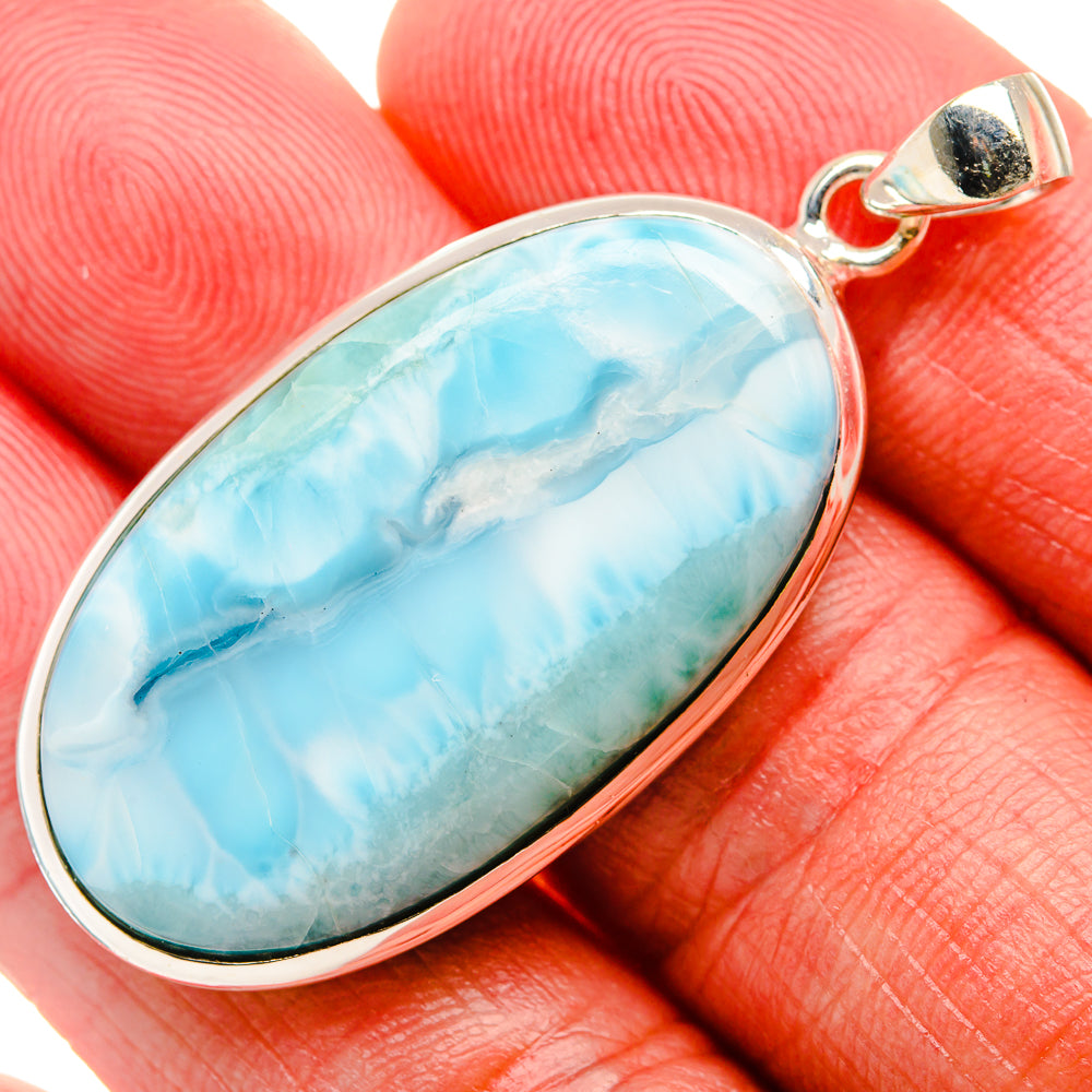 Larimar Pendant 1 3/4" (925 Sterling Silver) PD37029