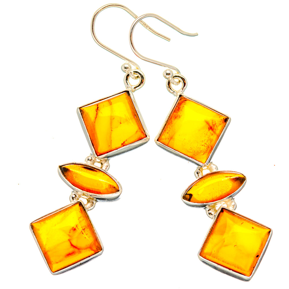 Baltic Amber Earrings 2 1/8" (925 Sterling Silver) EARR431585