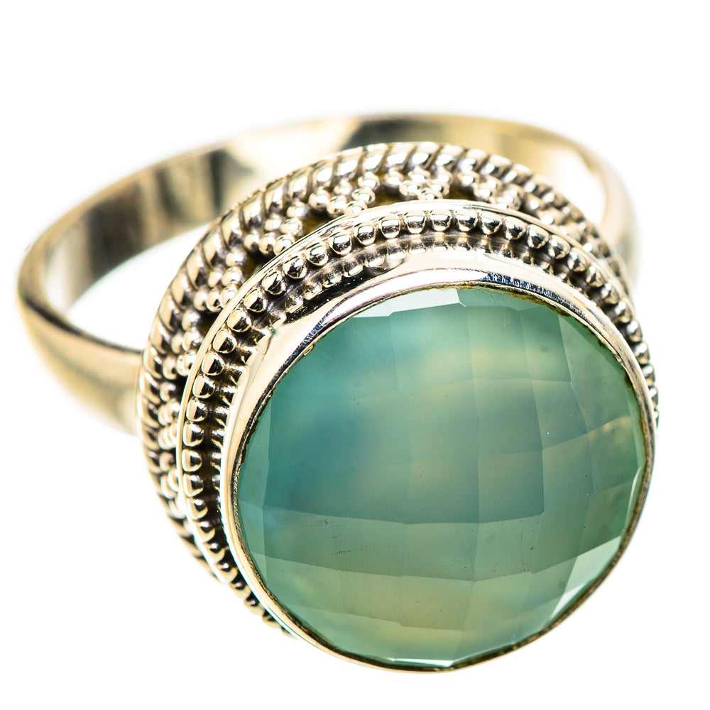 Anasilvercos Aqua Chalcedony Ring Size 9 (925 Sterling Silver)