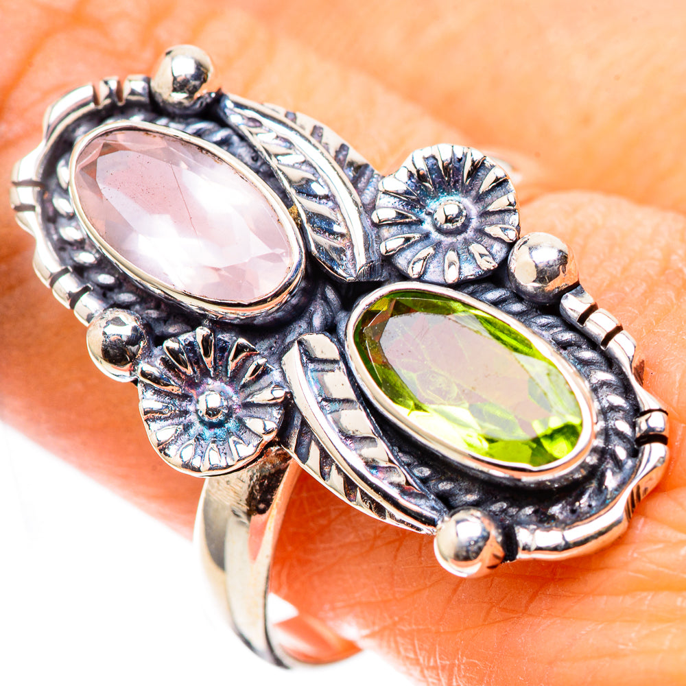 Rose Quartz, Prehnite 925 Sterling Silver Ring Size 10 (925 Sterling Silver) RING137711