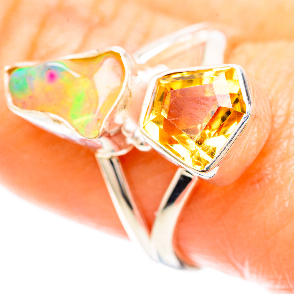 Rough Ethiopian Opal, Citrine Ring Size 8.25 (925 Sterling Silver) RING136995