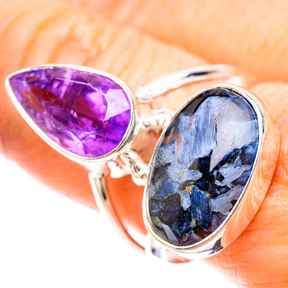 Large Pietersite, Amethyst Ring Size 9.5 (925 Sterling Silver) RING137159