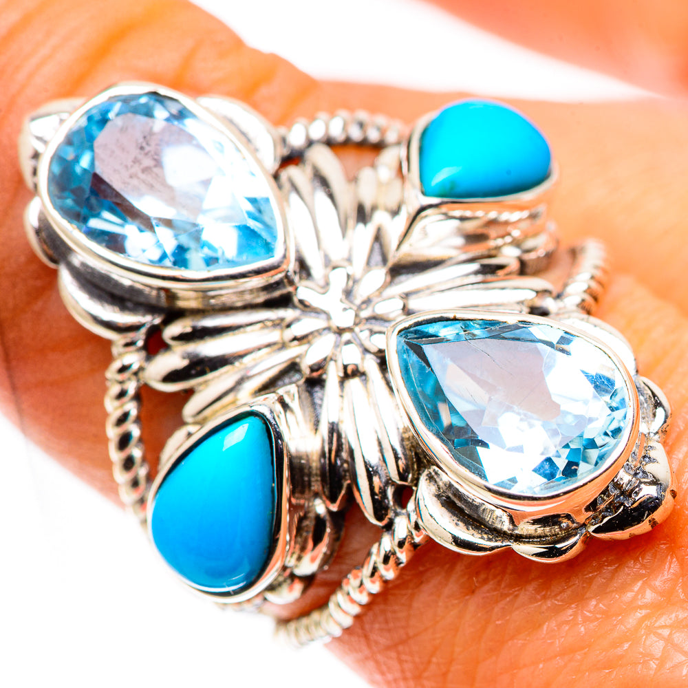 Blue Topaz, Sleeping Beauty Turquoise Ring Size 8.25 (925 Sterling Silver) RING134931