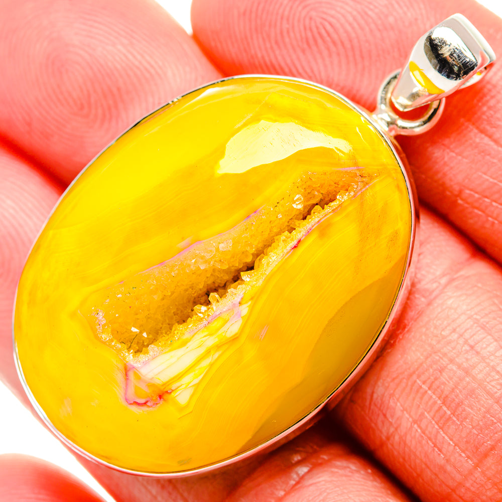 Yellow Geode Pendant 2" (925 Sterling Silver) PD36855
