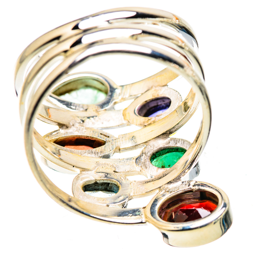 Large Garnet, Aquamarine, Tanzanite, Blue Topaz, Emerald Ring Size 9.75 (925 Sterling Silver) RING135787