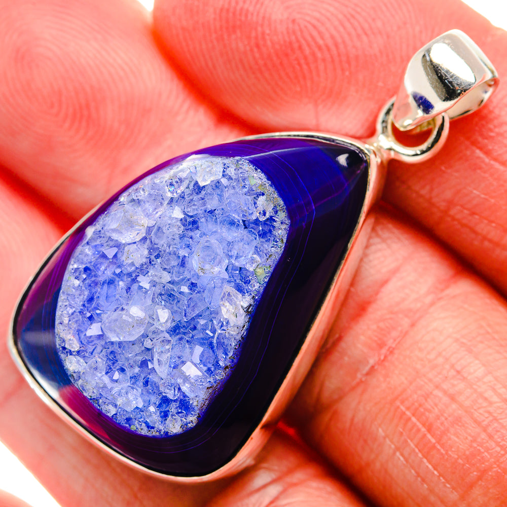 Purple Window Druzy Pendant 1 3/4" (925 Sterling Silver) PD37122