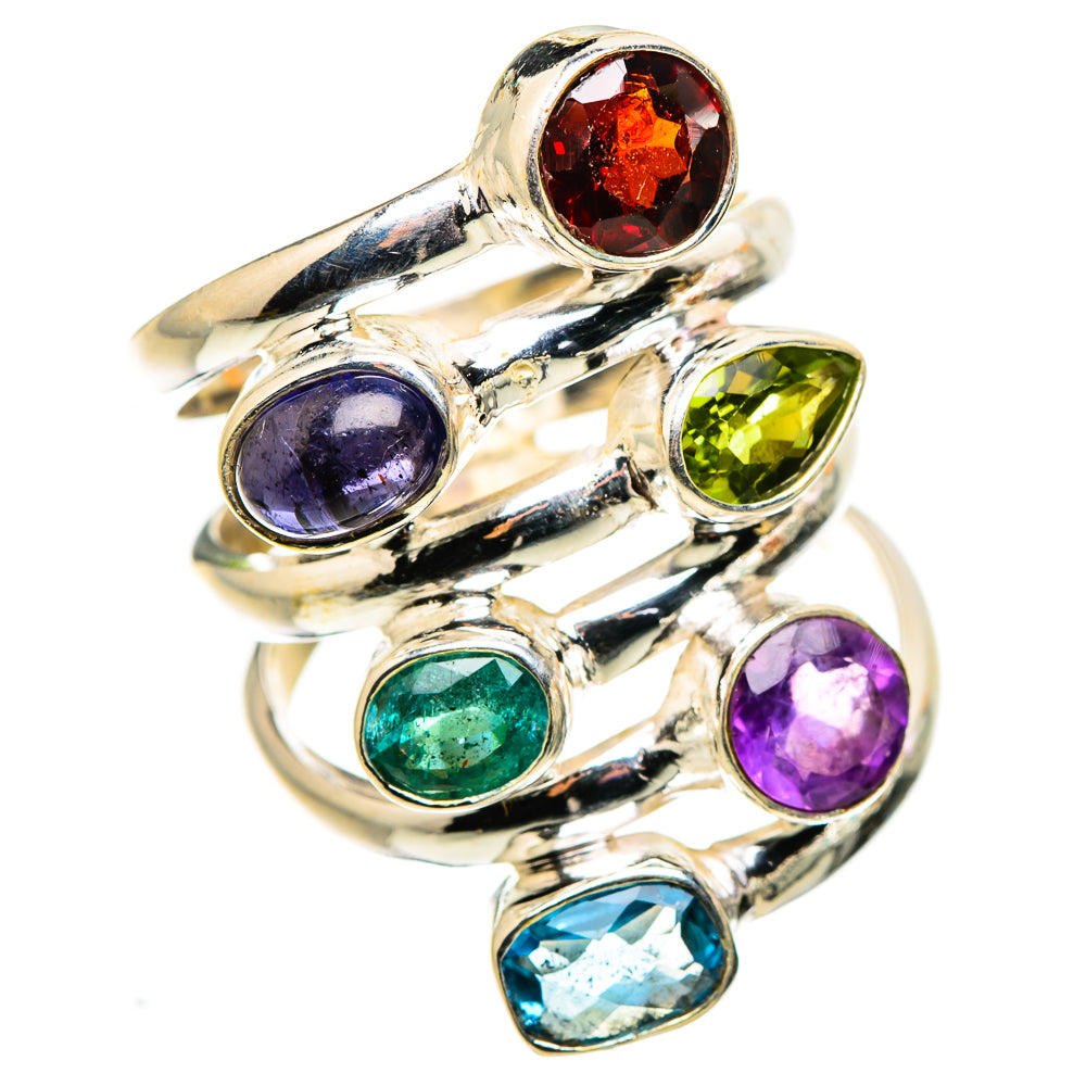 Garnet, Amethyst, Peridot, Tanzanite, Blue Topaz Ring Size 6.25 (925 Sterling Silver) RING134923
