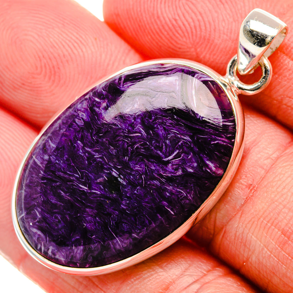 Charoite Pendant 1 3/4" (925 Sterling Silver) PD37505