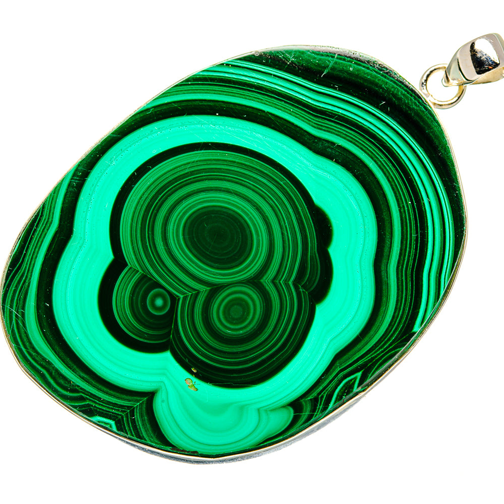 Huge Malachite Pendant 3" (925 Sterling Silver) PD36836
