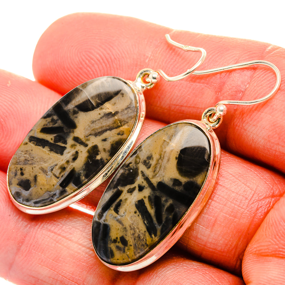 Palm Wood Jasper 925 Sterling Silver Earrings 1 3/4" (925 Sterling Silver) EARR431948