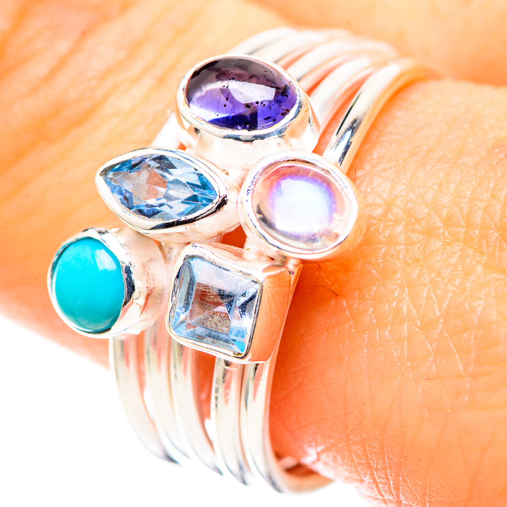 Larimar, Blue Topaz, Rainbow Moonstone, Tanzanite Ring Size 9.75 (925 Sterling Silver) RING136563