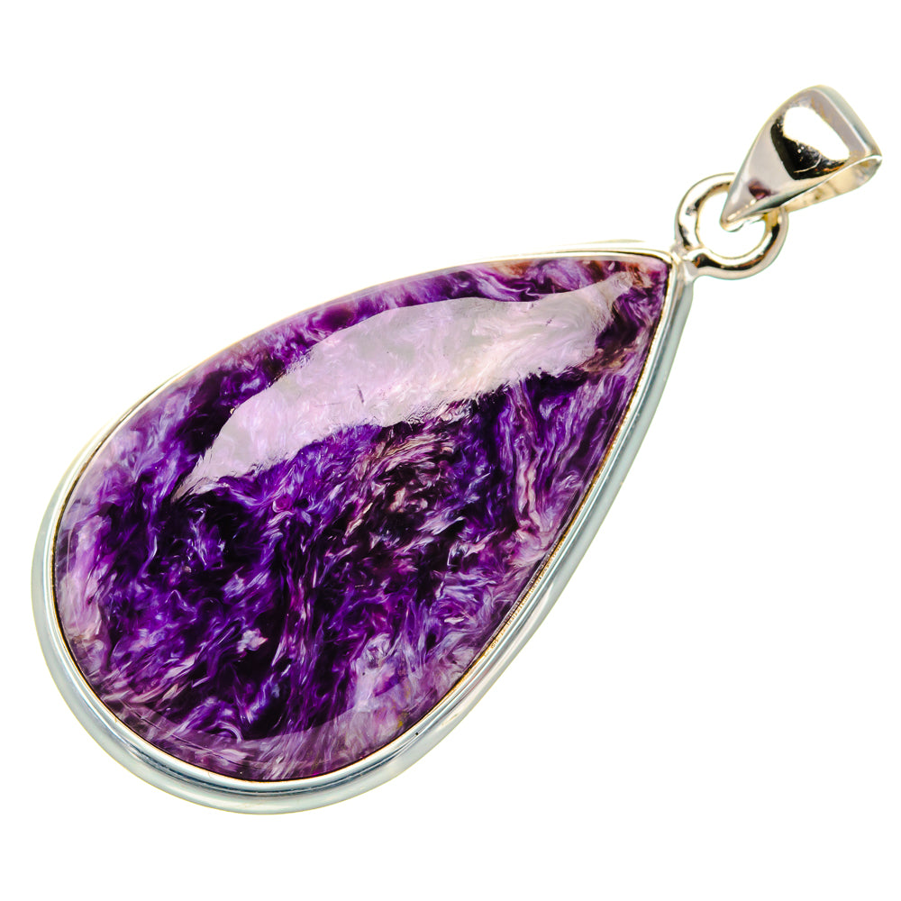 Charoite Pendant 1 7/8" (925 Sterling Silver) PD37414
