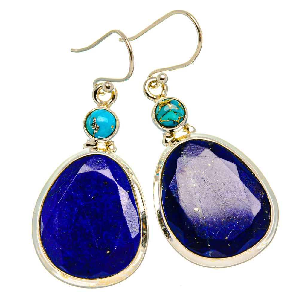 Lapis Lazuli, Blue Copper Composite Turquoise Earrings 1 3/4" (925 Sterling Silver) EARR431897