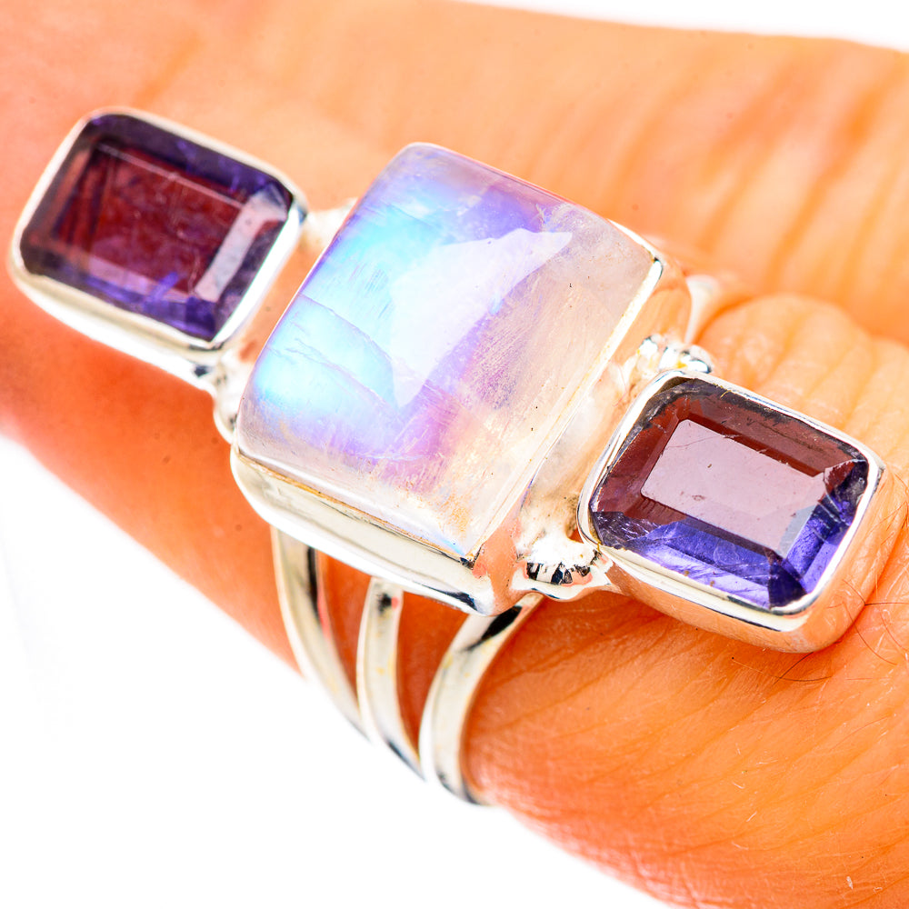Rainbow Moonstone, Tanzanite Ring Size 6.75 (925 Sterling Silver) RING135287