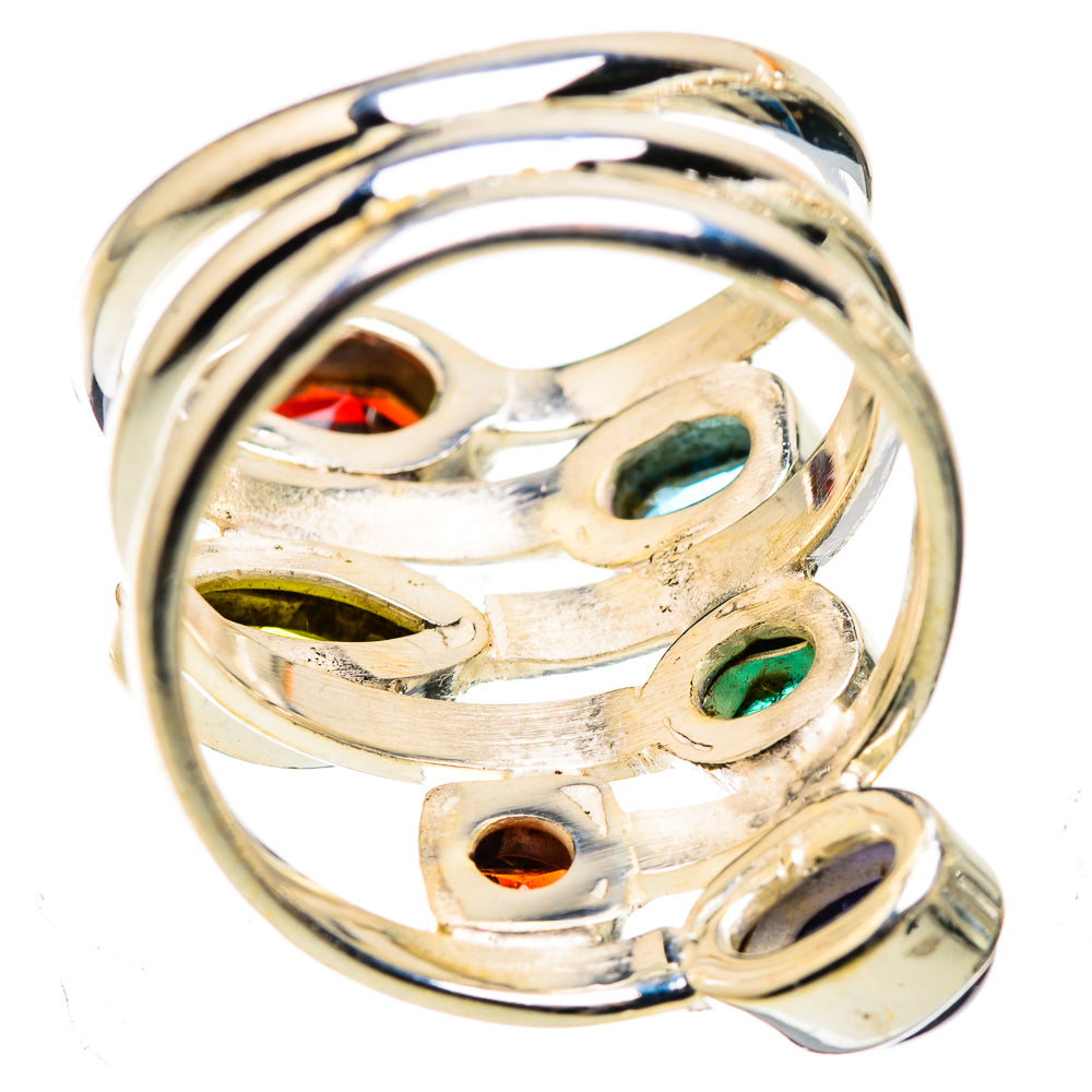 Large Garnet, Peridot, Tanzanite, Blue Topaz, Emerald Ring Size 7.5 (925 Sterling Silver) RING135718