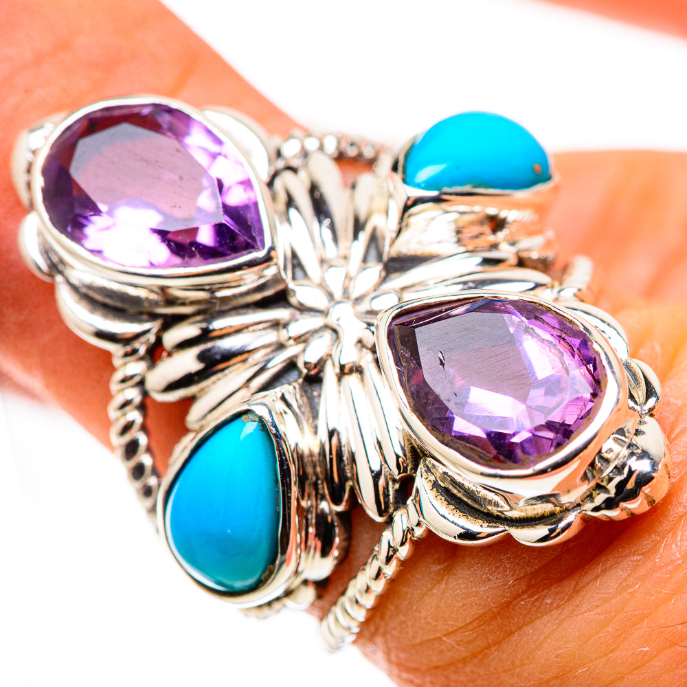 Faceted Amethyst, Sleeping Beauty Turquoise Ring Size 6 (925 Sterling Silver) RING134592