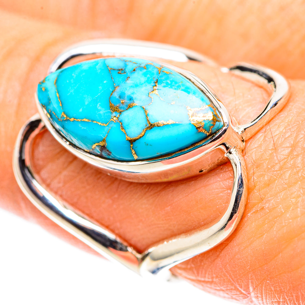 Blue Copper Composite Turquoise 925 Sterling Silver Ring Size 7.25 (925 Sterling Silver) RING137693