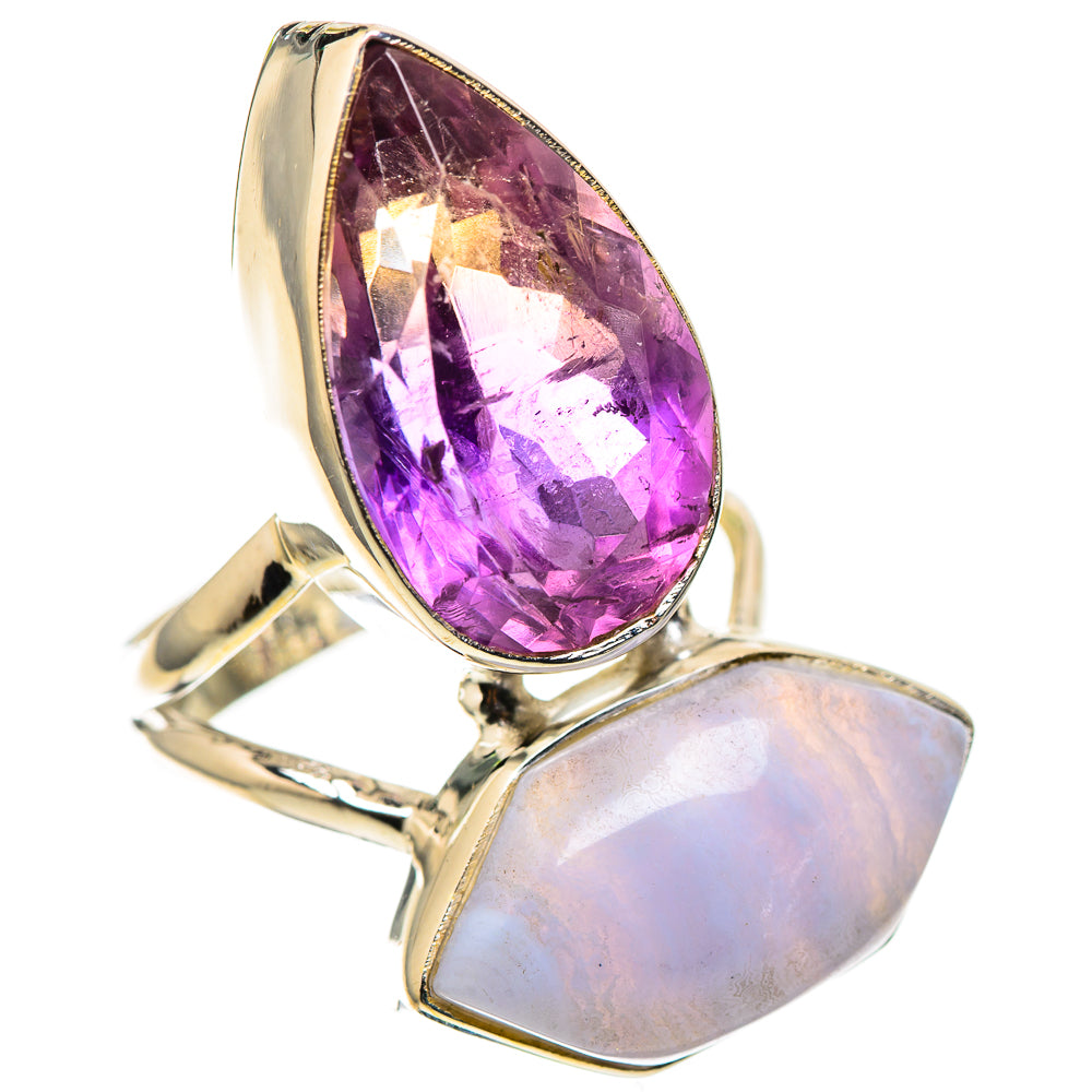 Large Faceted Ametrine, Blue Lace Agate 925 Sterling Silver Ring Size 6.5 (925 Sterling Silver) RING137783