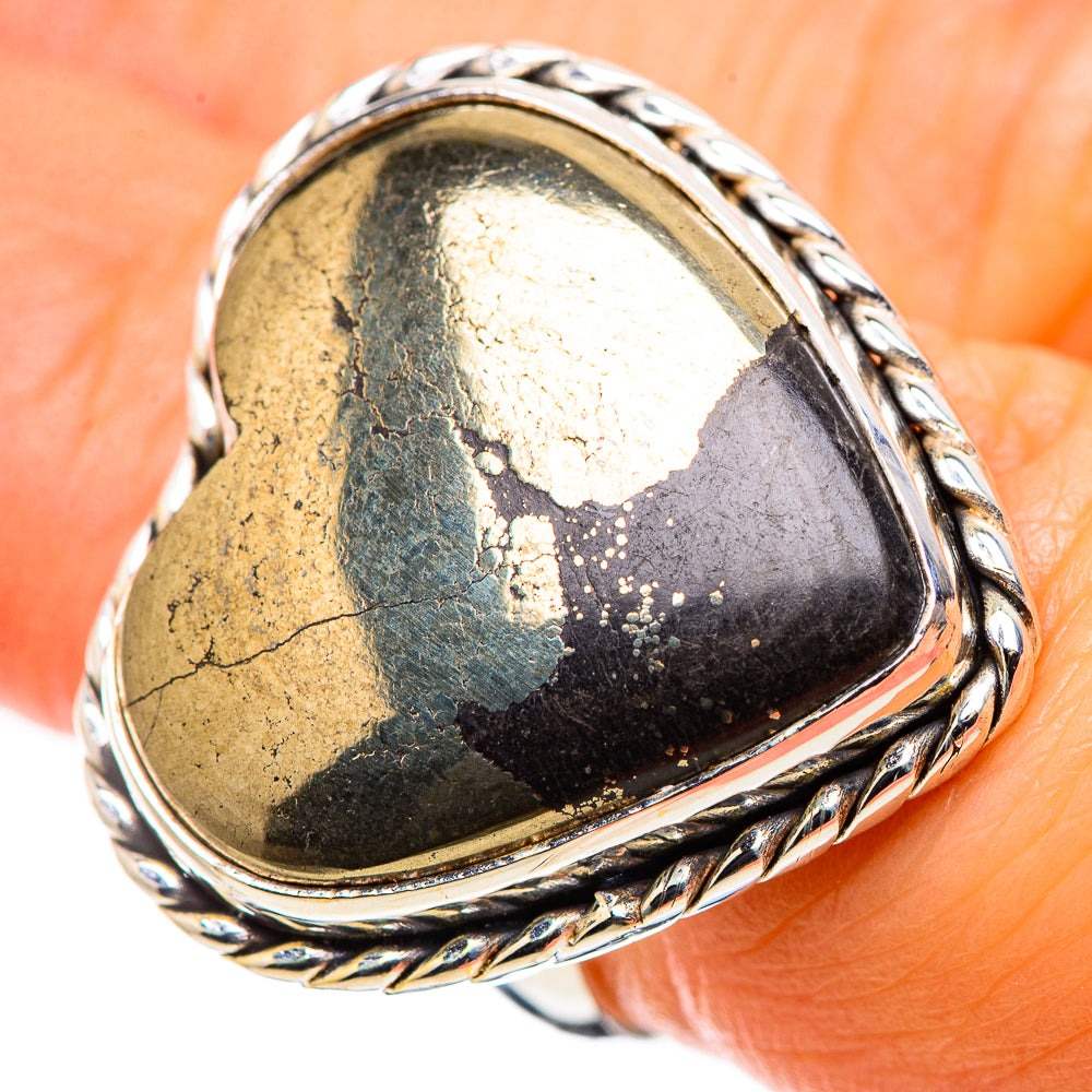 Large Pyrite In Black Onyx Ring Size 6 (925 Sterling Silver) RING135710