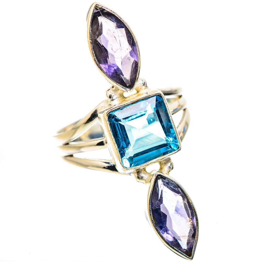 Anasilvercos Blue Topaz, Tanzanite Ring Size 7.5 (925 Sterling Silver)