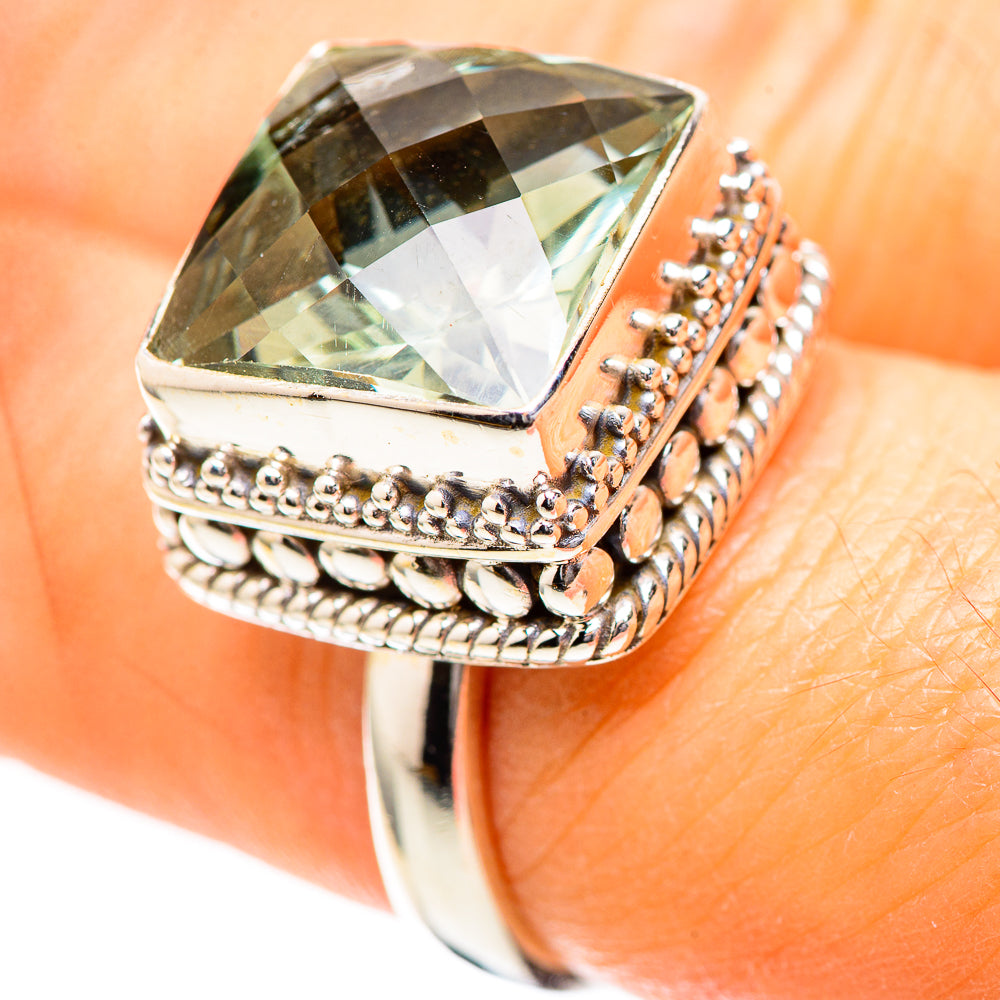 Faceted Green Amethyst 925 Sterling Silver Ring Size 7.25 (925 Sterling Silver) RING137210