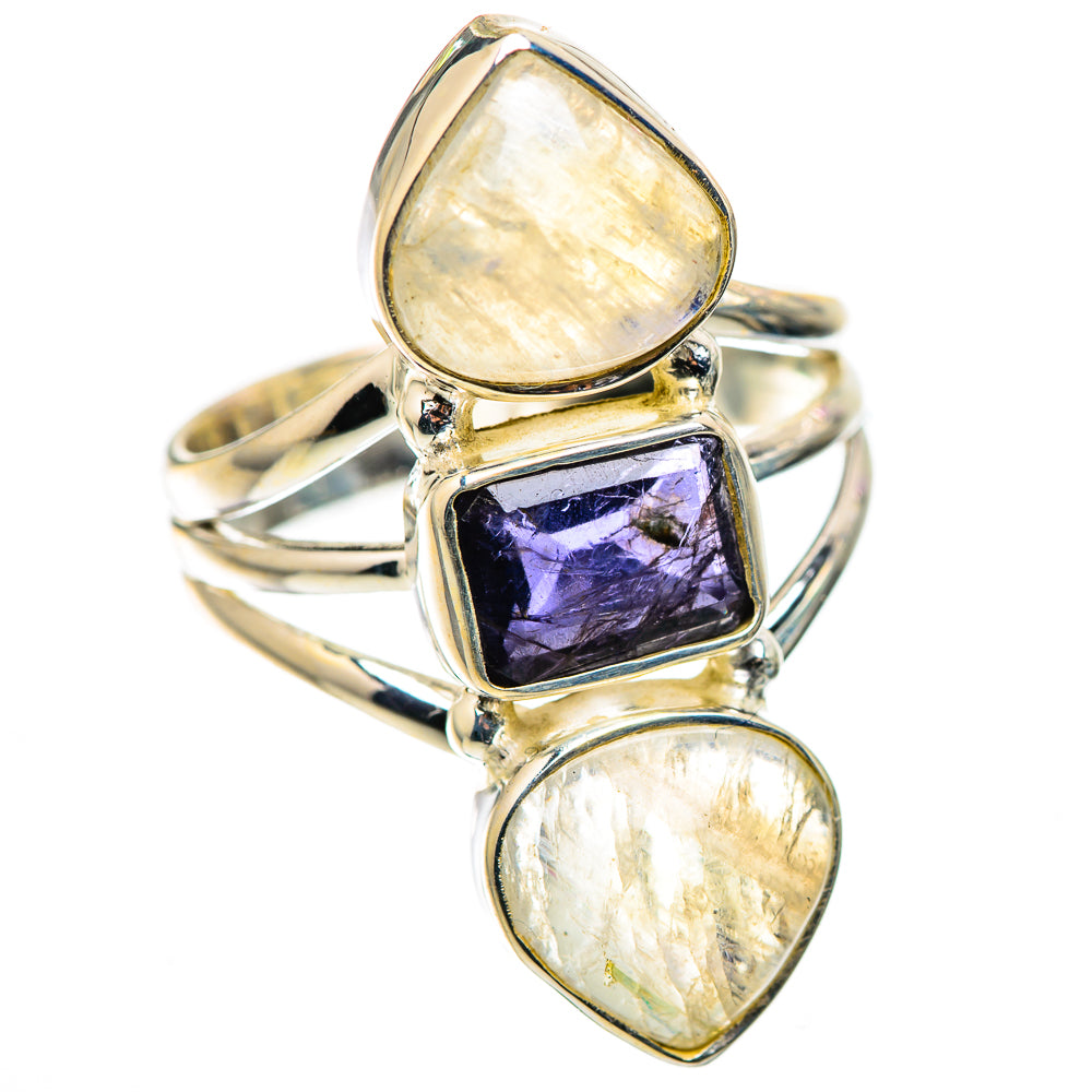 Faceted Tanzanite, Rainbow Moonstone Ring Size 7.5 (925 Sterling Silver) RING136029