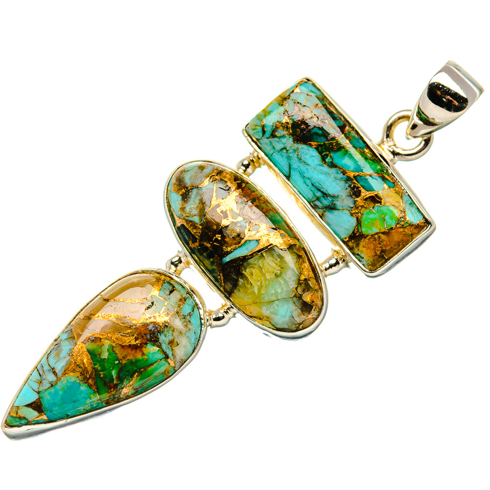 Blue Copper Composite Turquoise Pendant 2 1/4" (925 Sterling Silver) PD37129