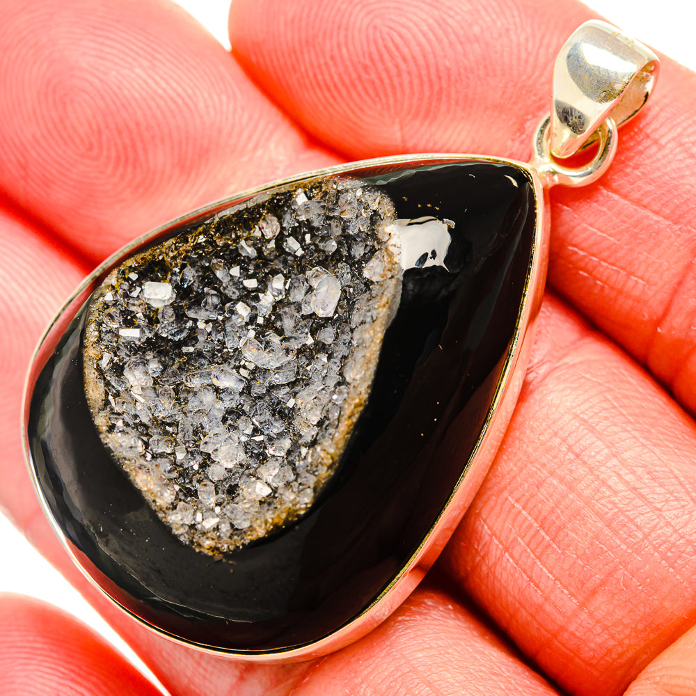 Black Geode Pendant 2" (925 Sterling Silver) PD36863