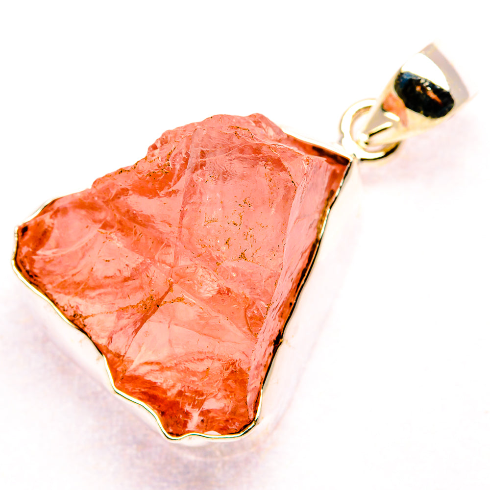 Rough Rose Quartz 925 Sterling Silver Pendant 1 3/8" (925 Sterling Silver) PD37664