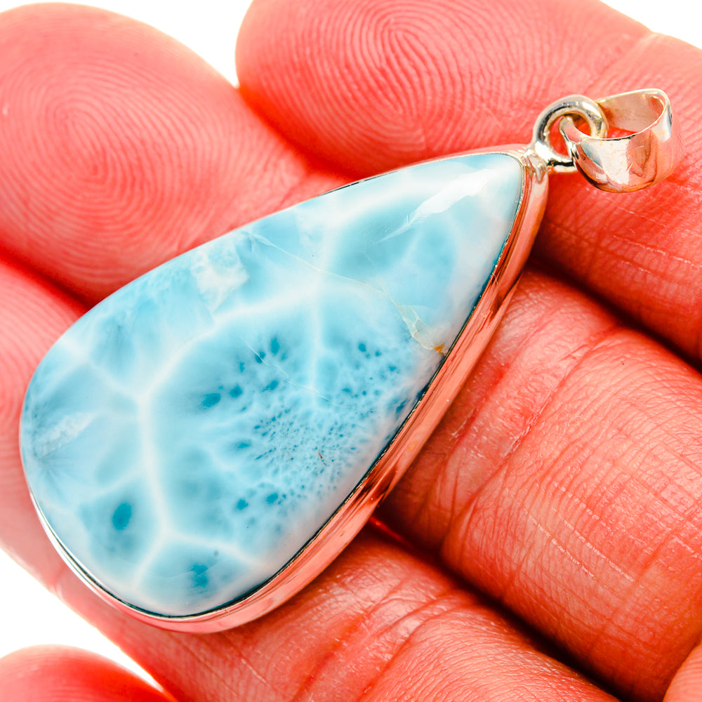 Larimar 925 Sterling Silver Pendant 2" Ana Co P37037