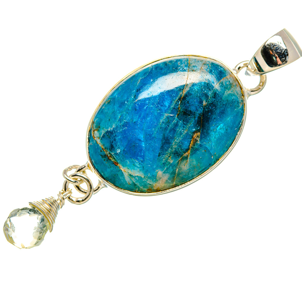Apatite, White Quartz Pendant 2 1/4" (925 Sterling Silver) PD36804