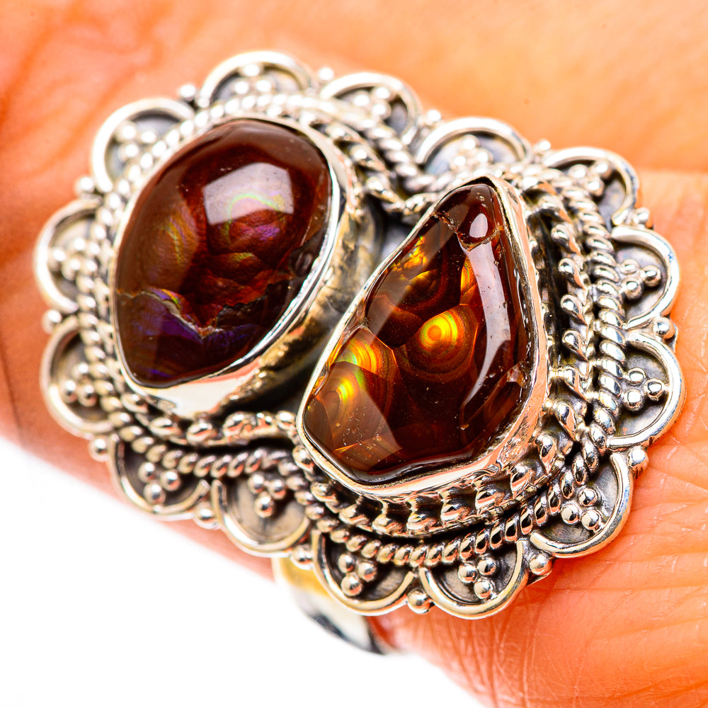 Anasilvercos Large Mexican Fire Agate Ring Size 8.75 (925 Sterling Silver)