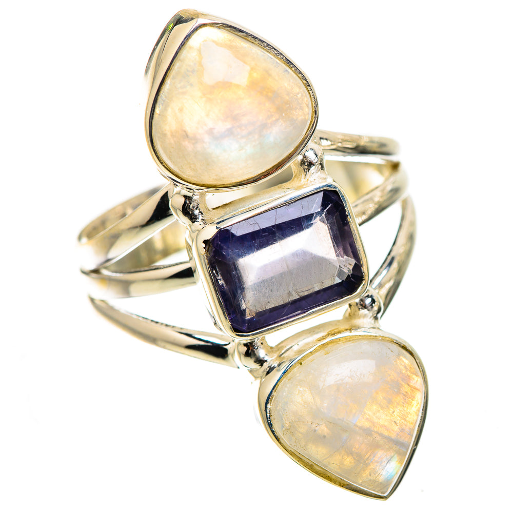 Faceted Tanzanite, Rainbow Moonstone Ring Size 7.5 (925 Sterling Silver) RING135537