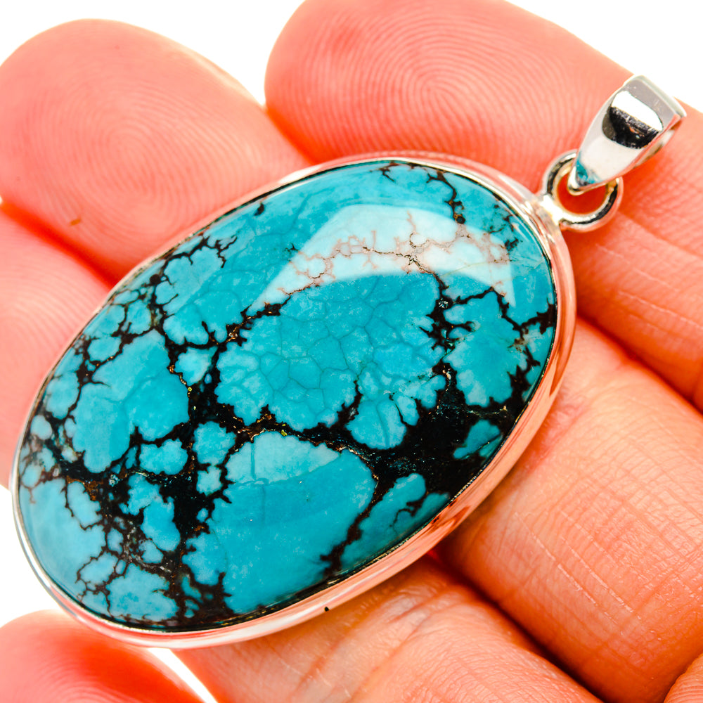 Tibetan Turquoise Pendant 2 1/4" (925 Sterling Silver) PD36957