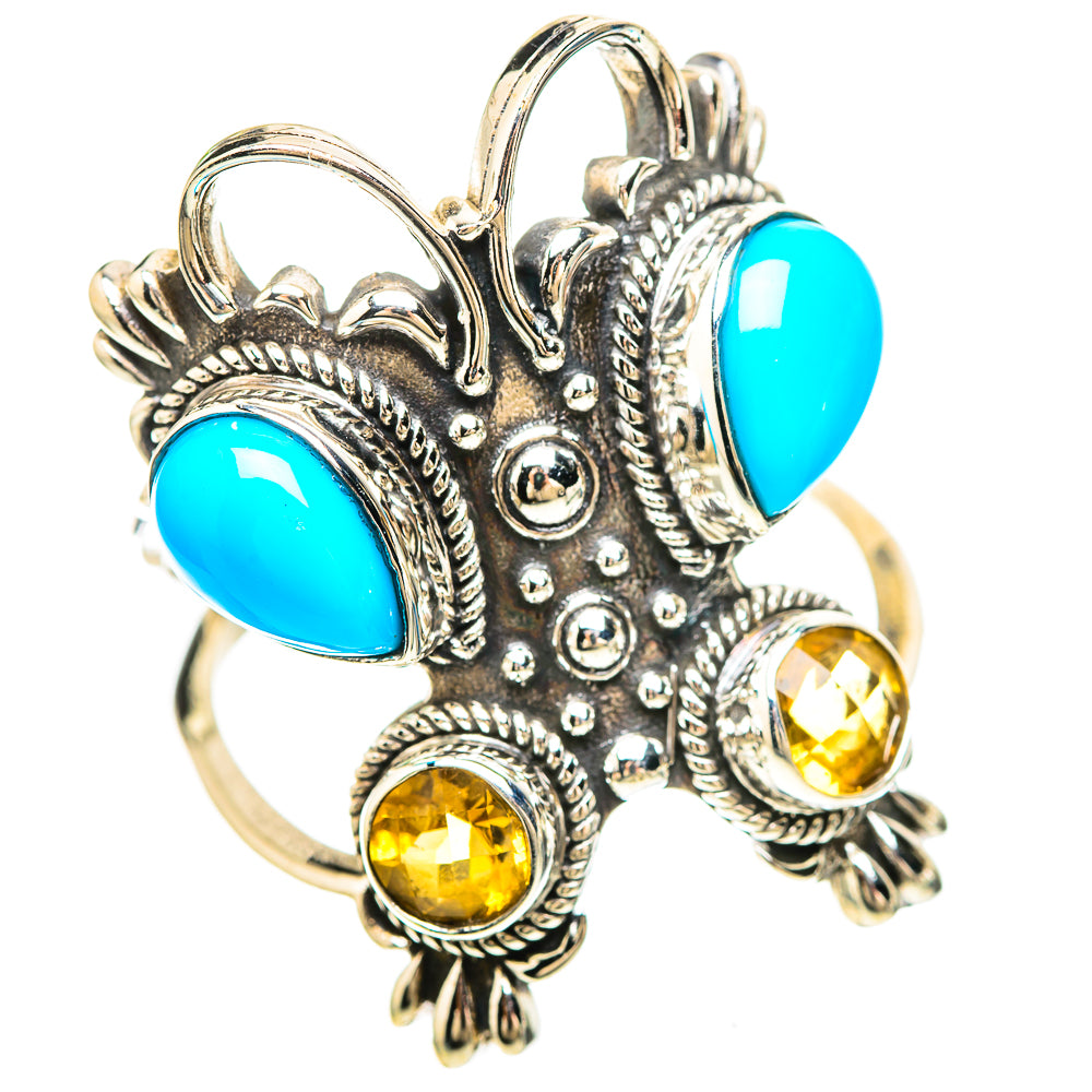 Large Sleeping Beauty Turquoise, Citrine 925 Sterling Silver Ring Size 10 (925 Sterling Silver) RING137575