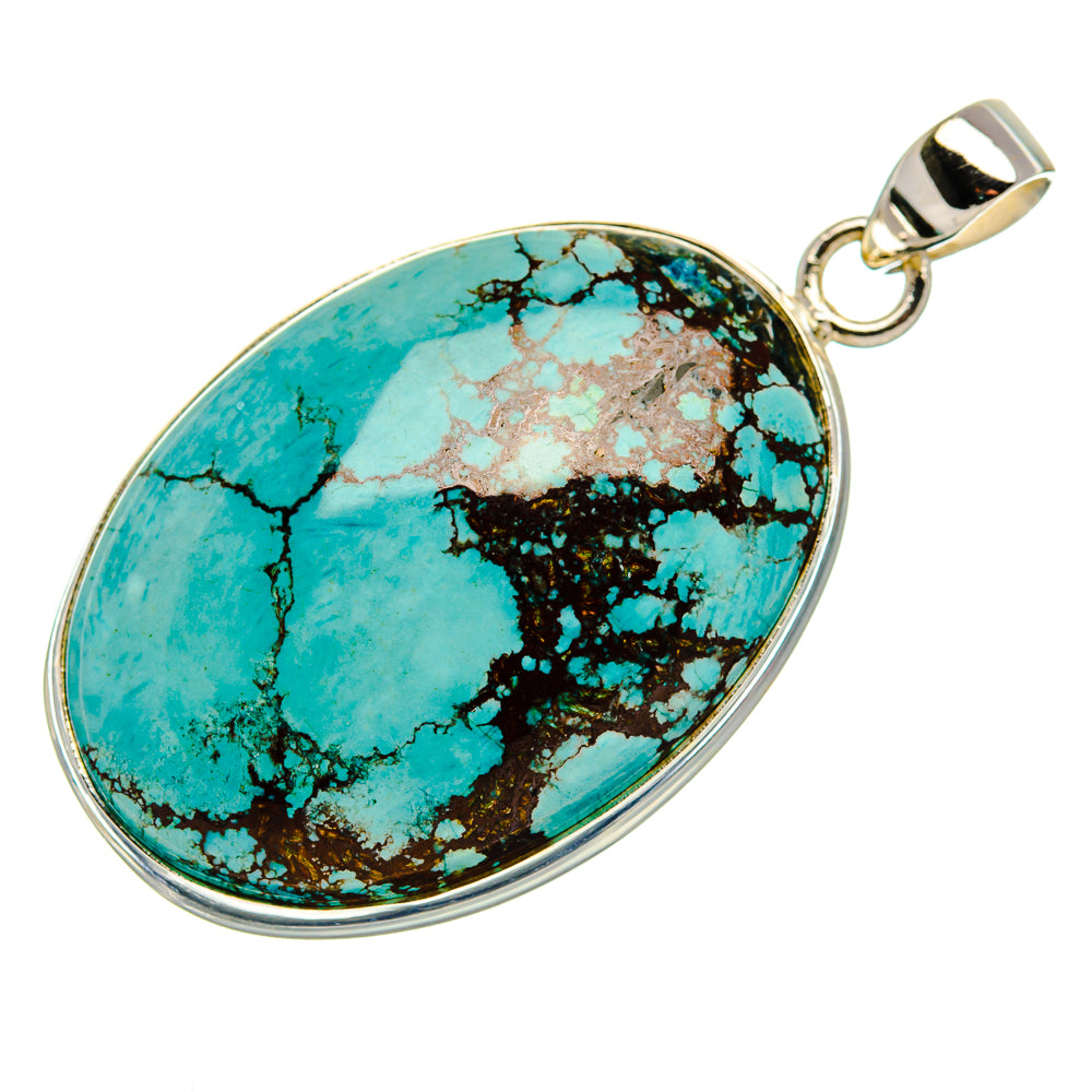 Tibetan Turquoise Pendant 1 7/8" (925 Sterling Silver) PD36999