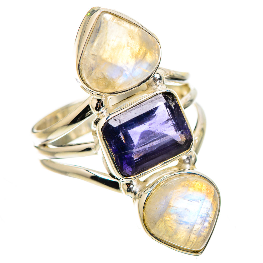 Faceted Tanzanite, Rainbow Moonstone Ring Size 7.5 (925 Sterling Silver) RING135511