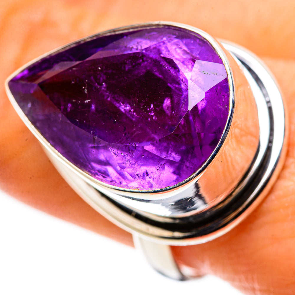 Large Faceted Amethyst Ring Size 9 (925 Sterling Silver) RING134701
