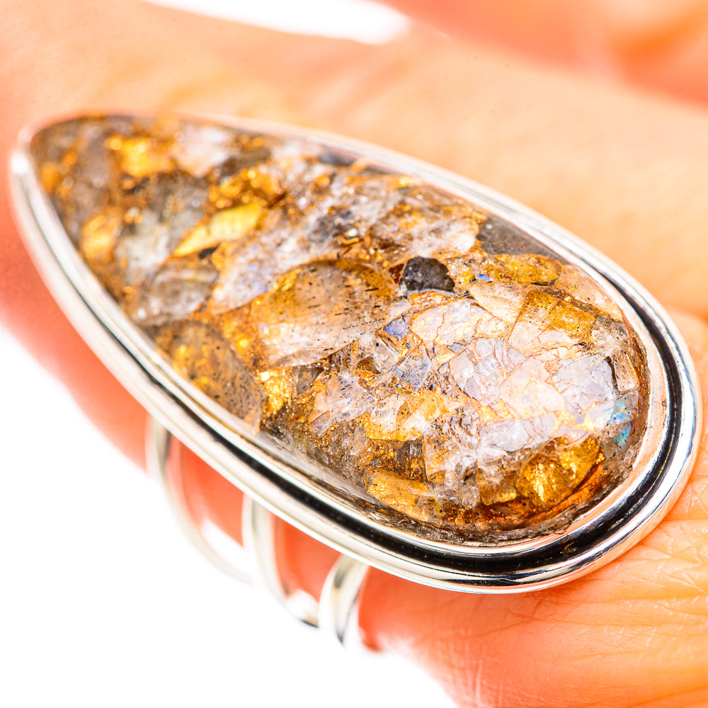Huge Brecciated Labradorite Ring Size 9 (925 Sterling Silver) RING137125