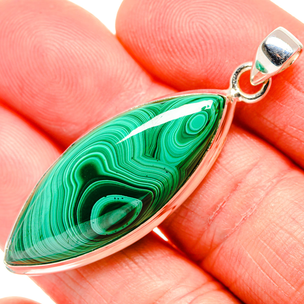 Malachite Pendant 2"  (925 Sterling Silver) PD36918